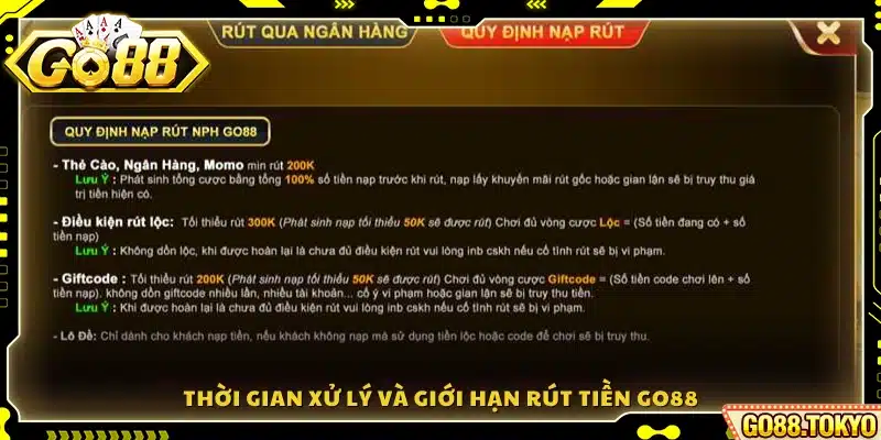 Quy định về thời gian xử lý giao dịch Go88 